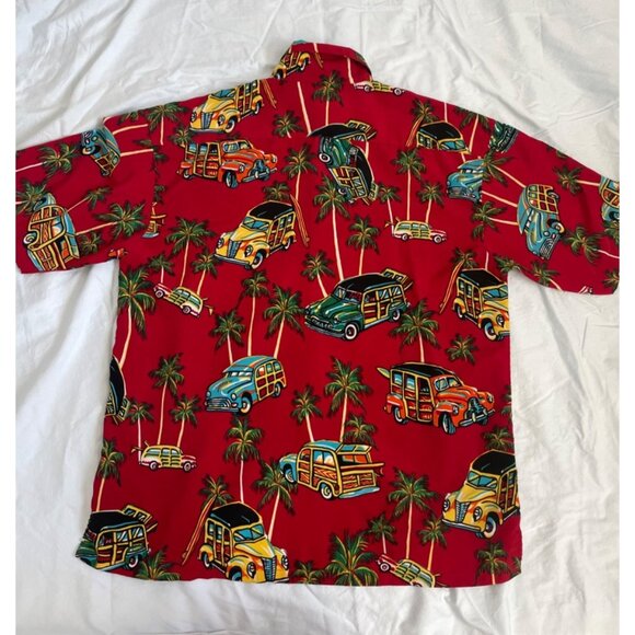 Box Office Island Classic Hawaiian Button Up Shirt Men's Size Large Cars Surfboa - Picture 3 of 5